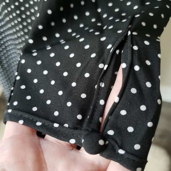 Black Polka Dot Print Gigot Long Sleeve Midi Dress - Picture 10 of 13